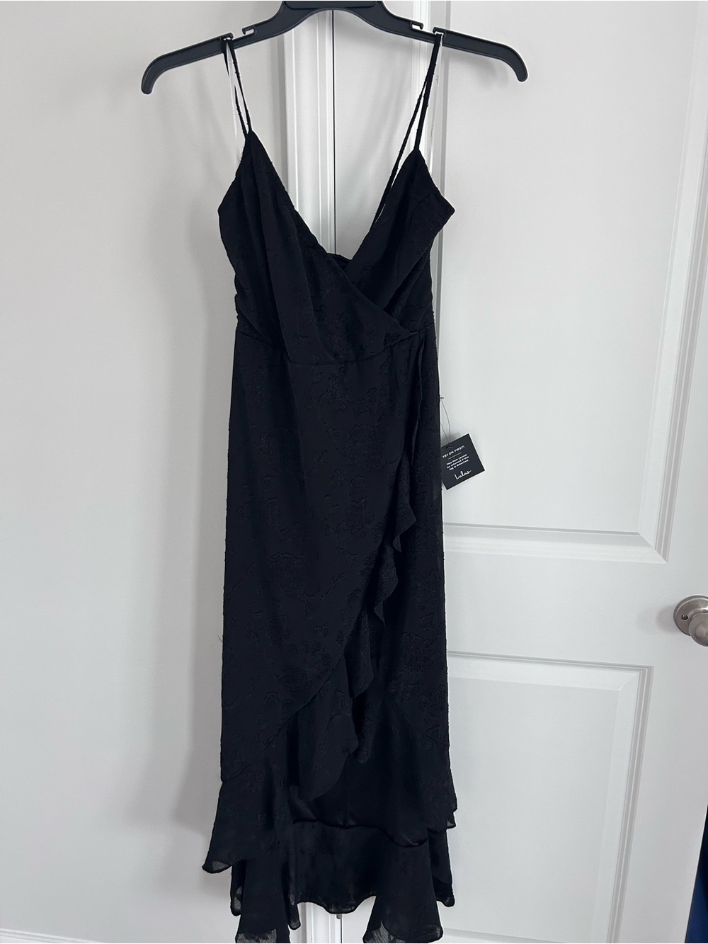 Lulu's Black Ruffle-Front Midi Slip Dress